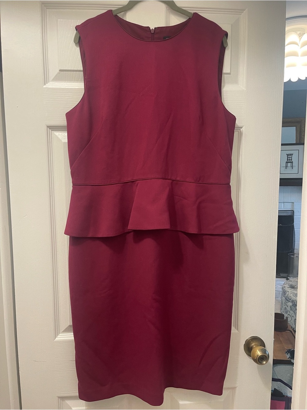 Ann Taylor Burgundy Peplum Sheath Dress Size 14